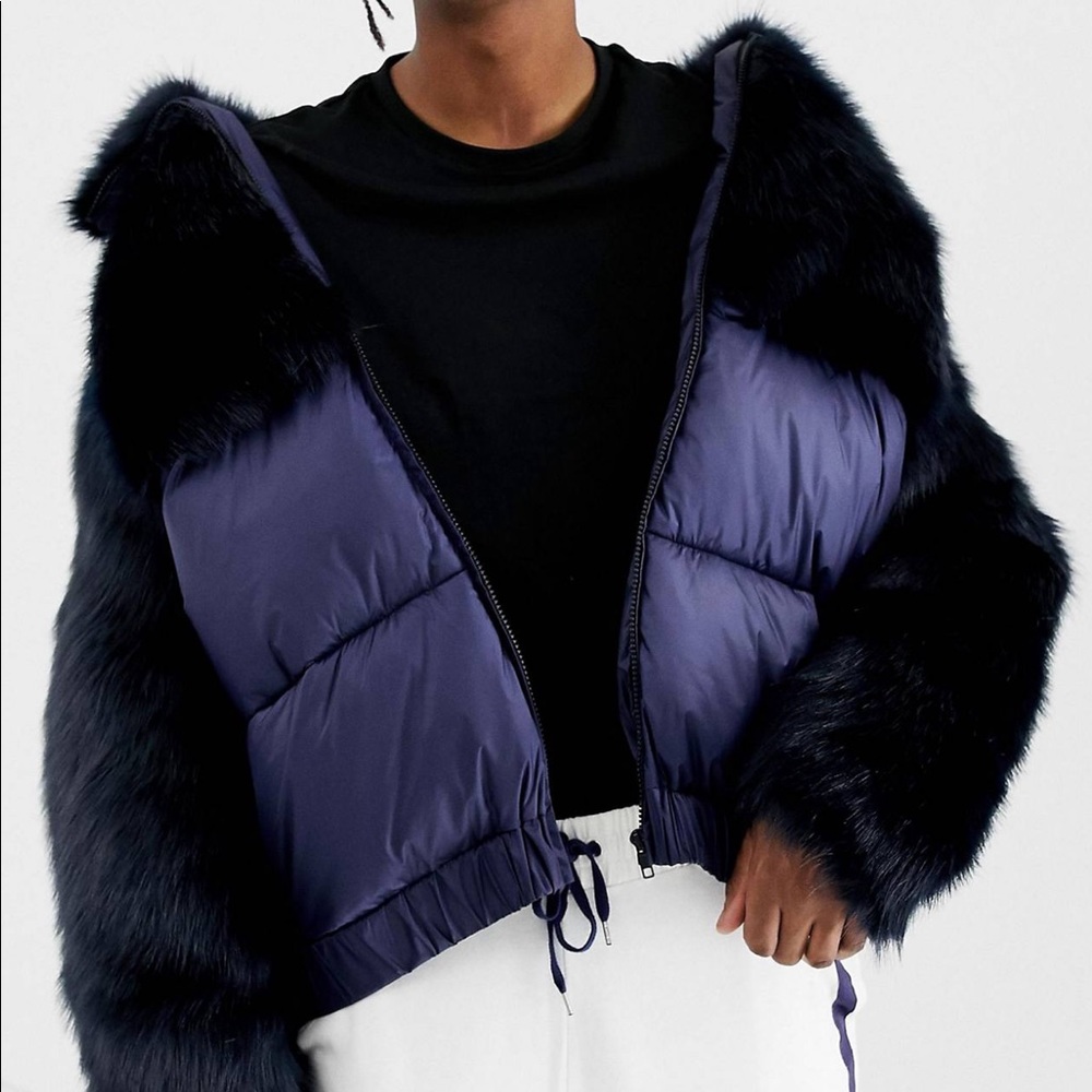 Asos men’s puffer jacket faux fur
